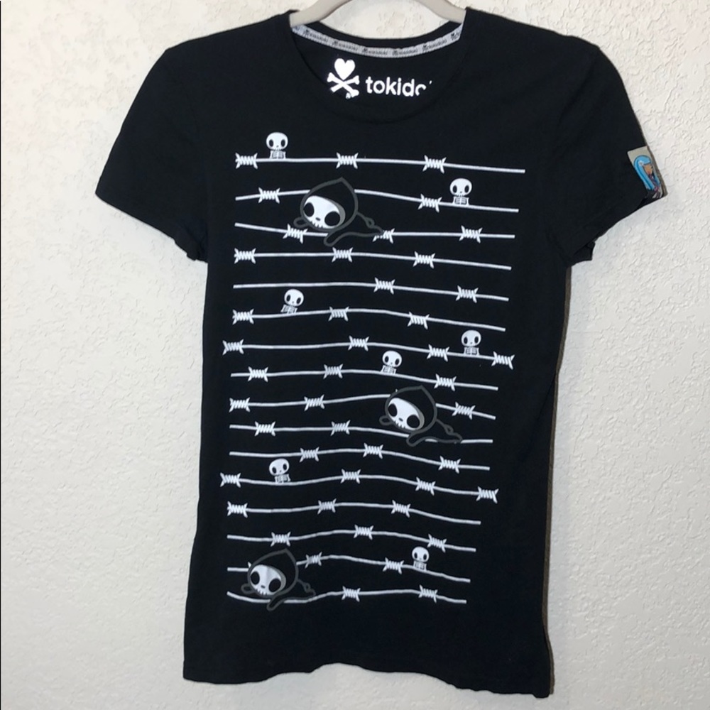 Tokidoki barbed wire skull babies Medium Blk Tee